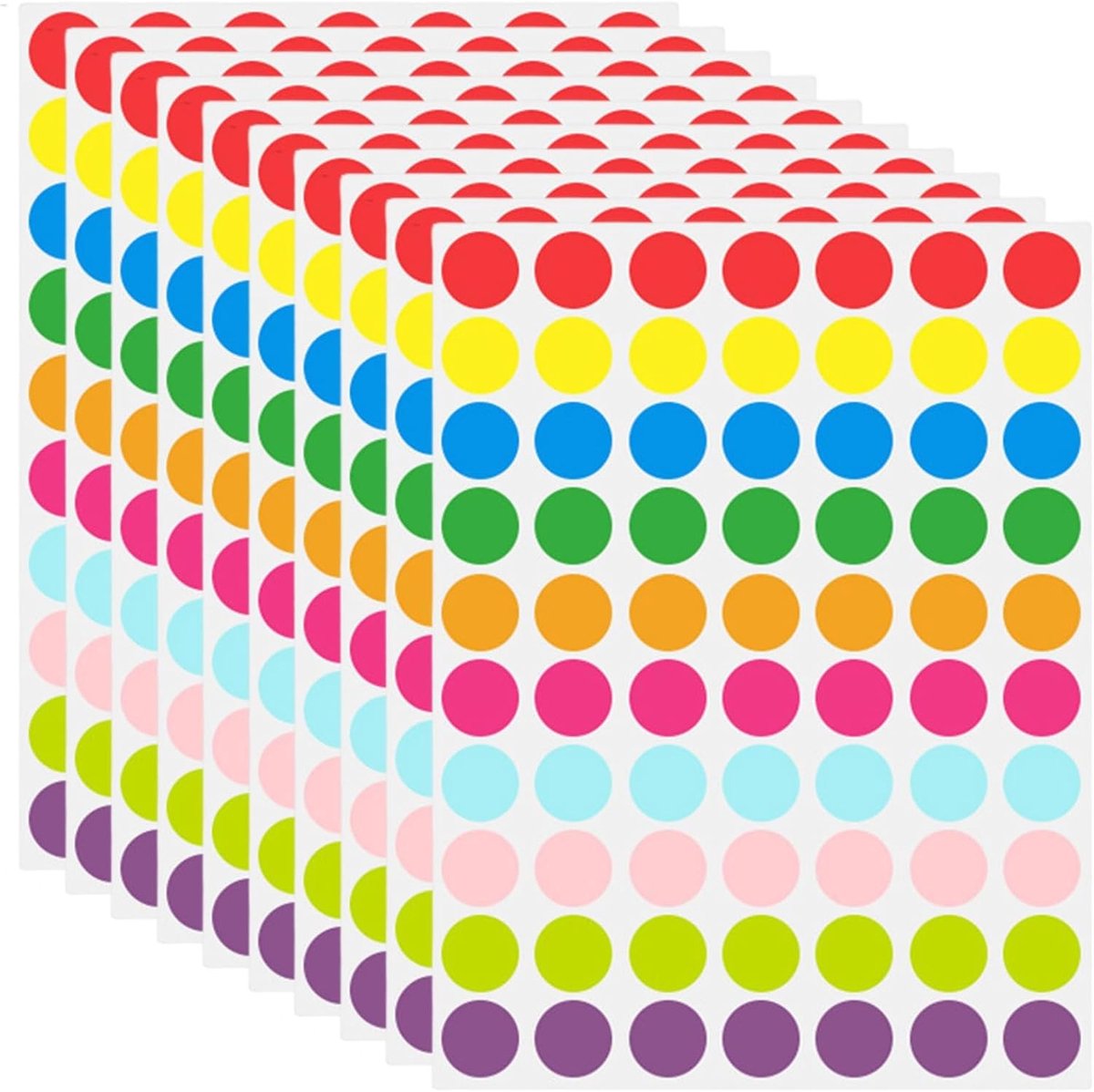 Ronde Kleurcodering Stickers - 10 Stuks van 20mm voor Kalender, Kantoor, School en Organisatie, 10 Kleuren