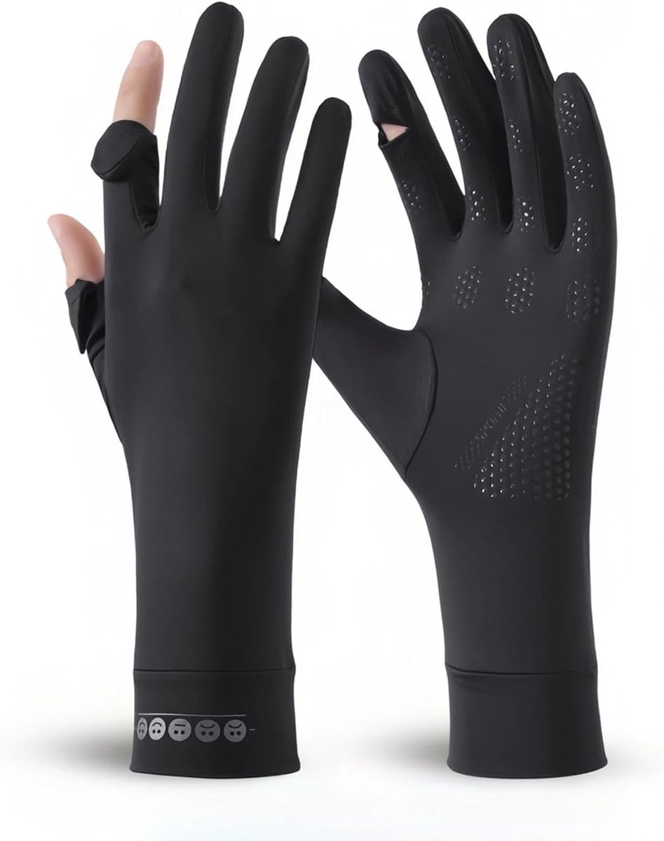 Zonbeschermende handschoenen dames - ijszijde zwart - lange antislip en elastische - ideaal voor buitenactiviteiten - ShopVlot