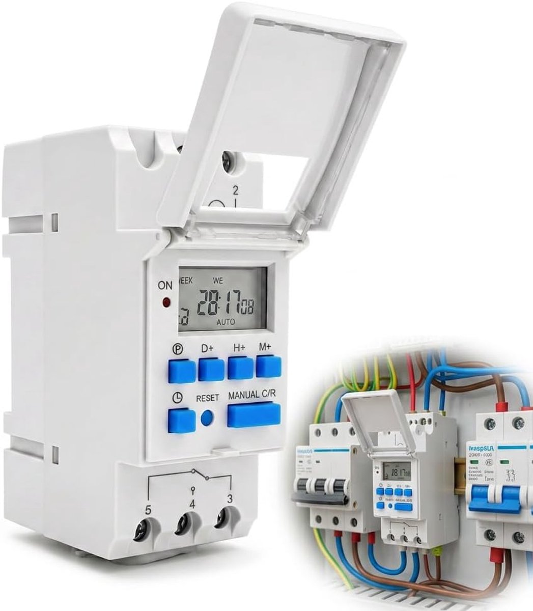 Digitale timer DIN-rail - AC220V - weektimer - veelzijdige programmering - ShopVlot