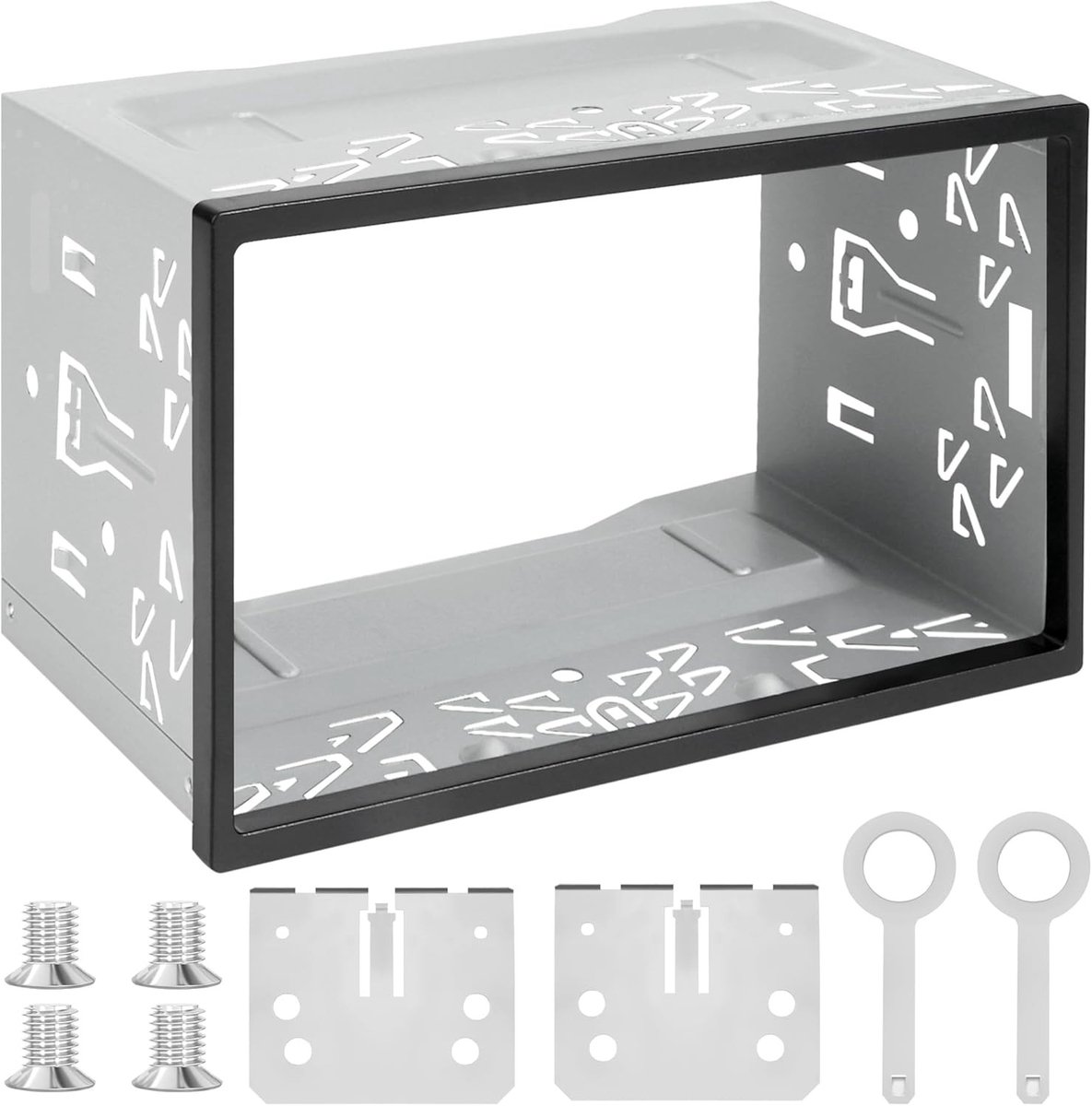 Installatiekit voor 2 Din Autoradio met Metalen Frame, Hoogwaardige Adapter voor DVD Speler en GPS, Schokbestendig en Eenvoudige Montage