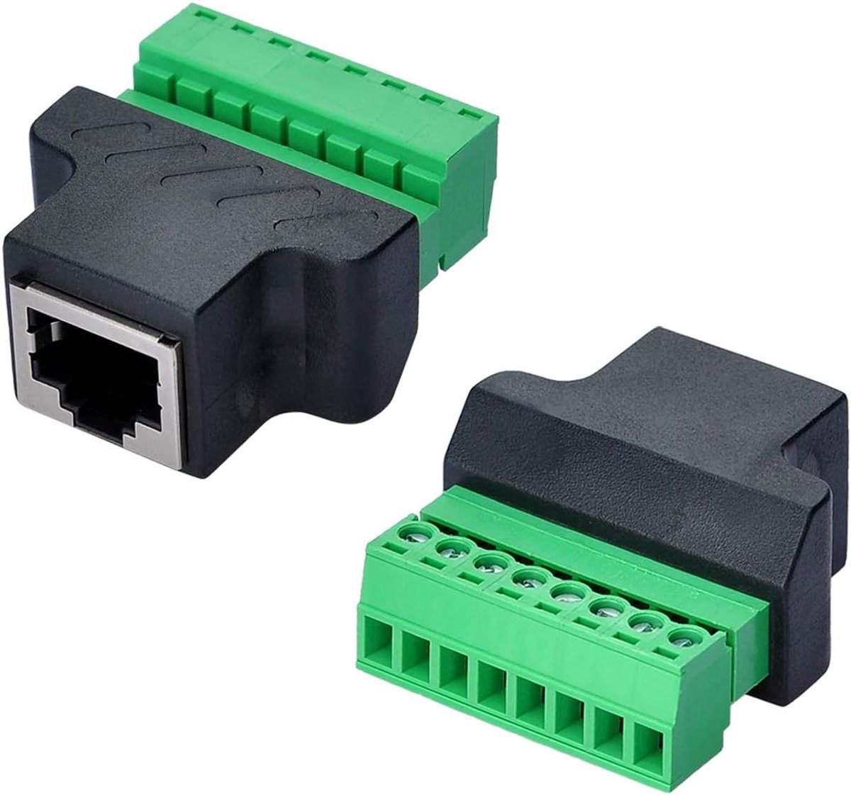 RJ45 schroefklem adapter set van 2 - 8 pin connector - EIA/TIA 568B standaard - eenvoudig te gebruiken - ShopVlot