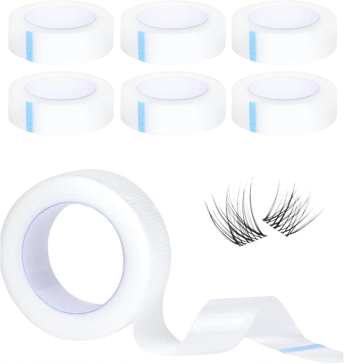 Micropore Tape voor Wimperbundels, 6 Rollen Ademend Wimper Tape voor DIY Wimper Extensions en Salon Gebruik, Transparante Tape (PE, 450cm per Rol)