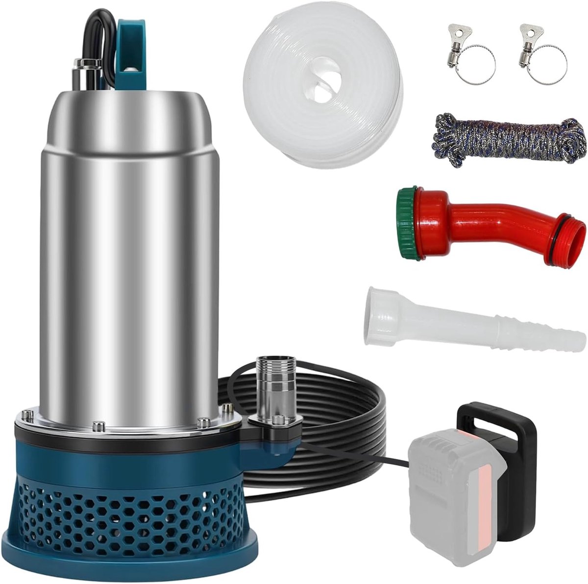 Waterpomp 5000 L/h - Onderwaterpomp met 5 m slang - Voor zwembad en tuin - Geschikt voor Makita 18V - ShopVlot