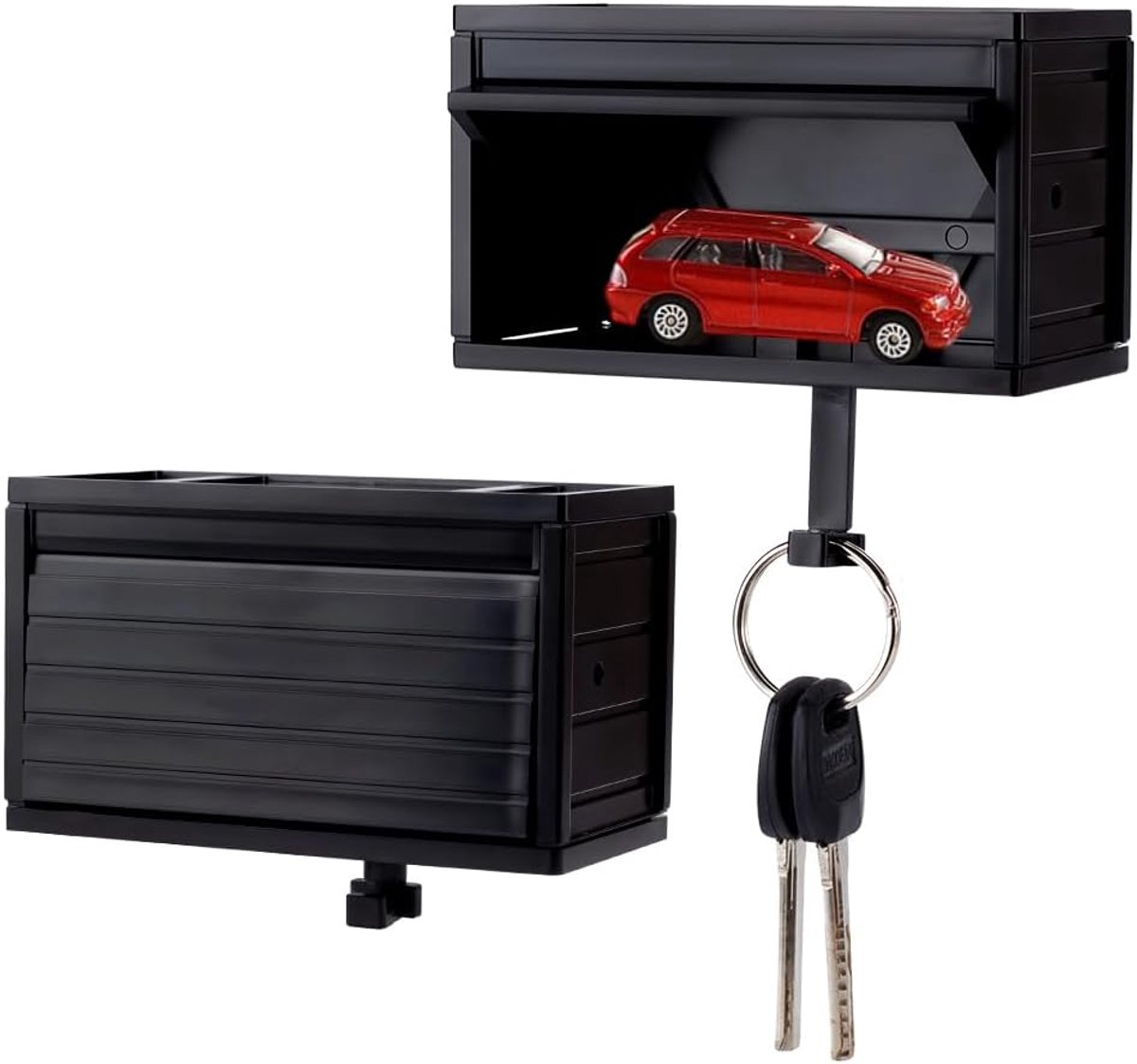 Garagesleutelhouders 2 stuks - Zwart kunststof - Met openingsdeur - Veilig en toegankelijk - ShopVlot