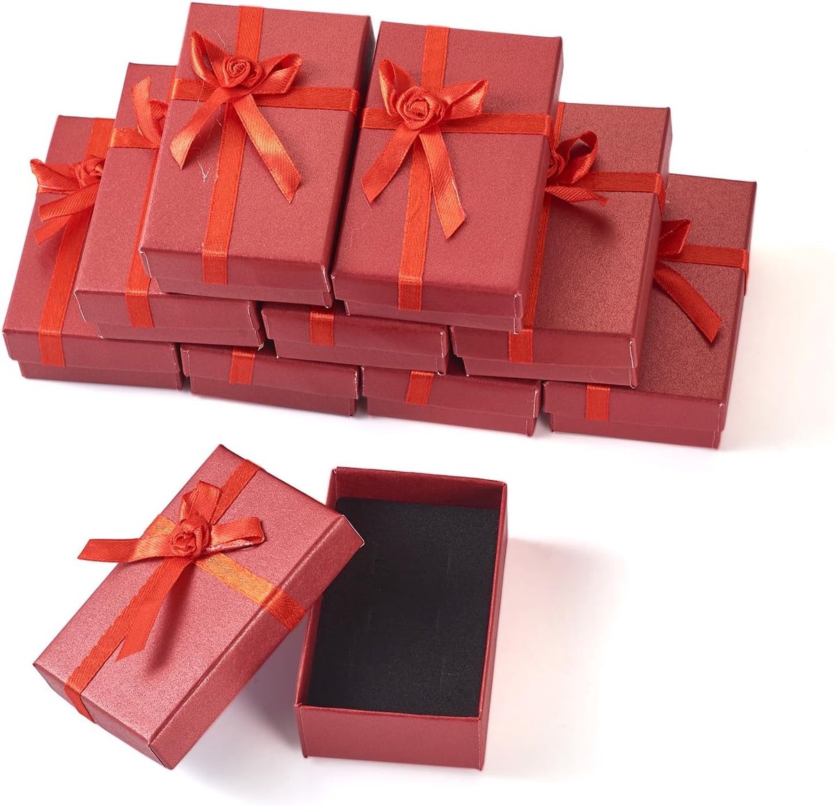 Sieraden geschenkdozen 12 stuks - 8x5cm karton - met strikdecoratie - perfect voor cadeaus - ShopVlot
