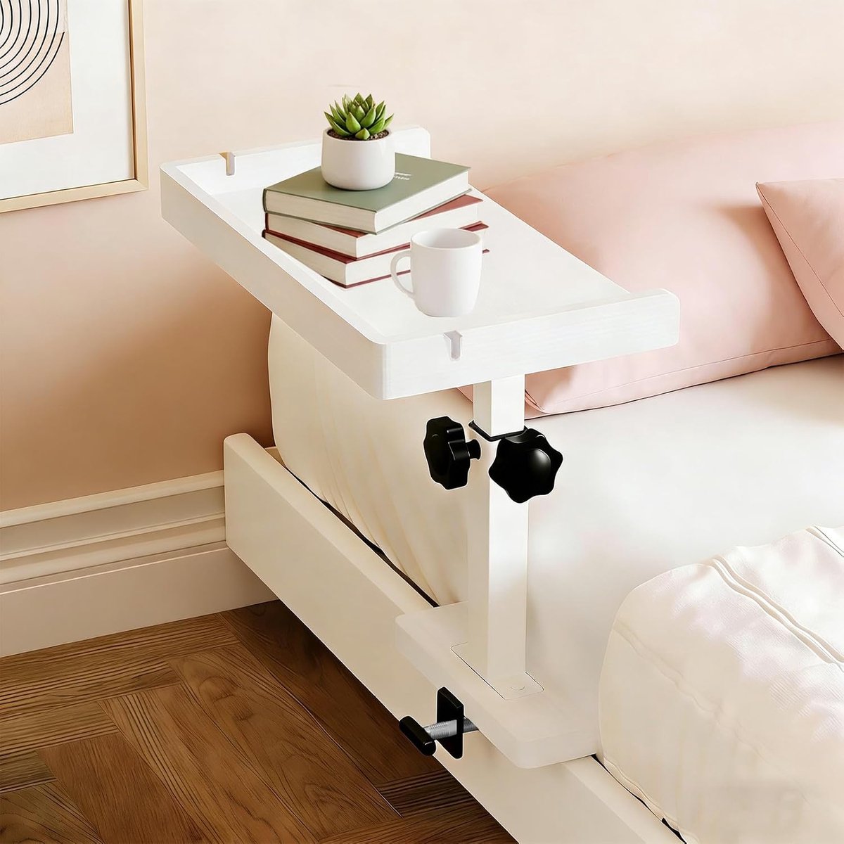 Bedtafel voor aan het bed - hoogte verstelbaar - houten design - handig voor studentenkamers - ShopVlot