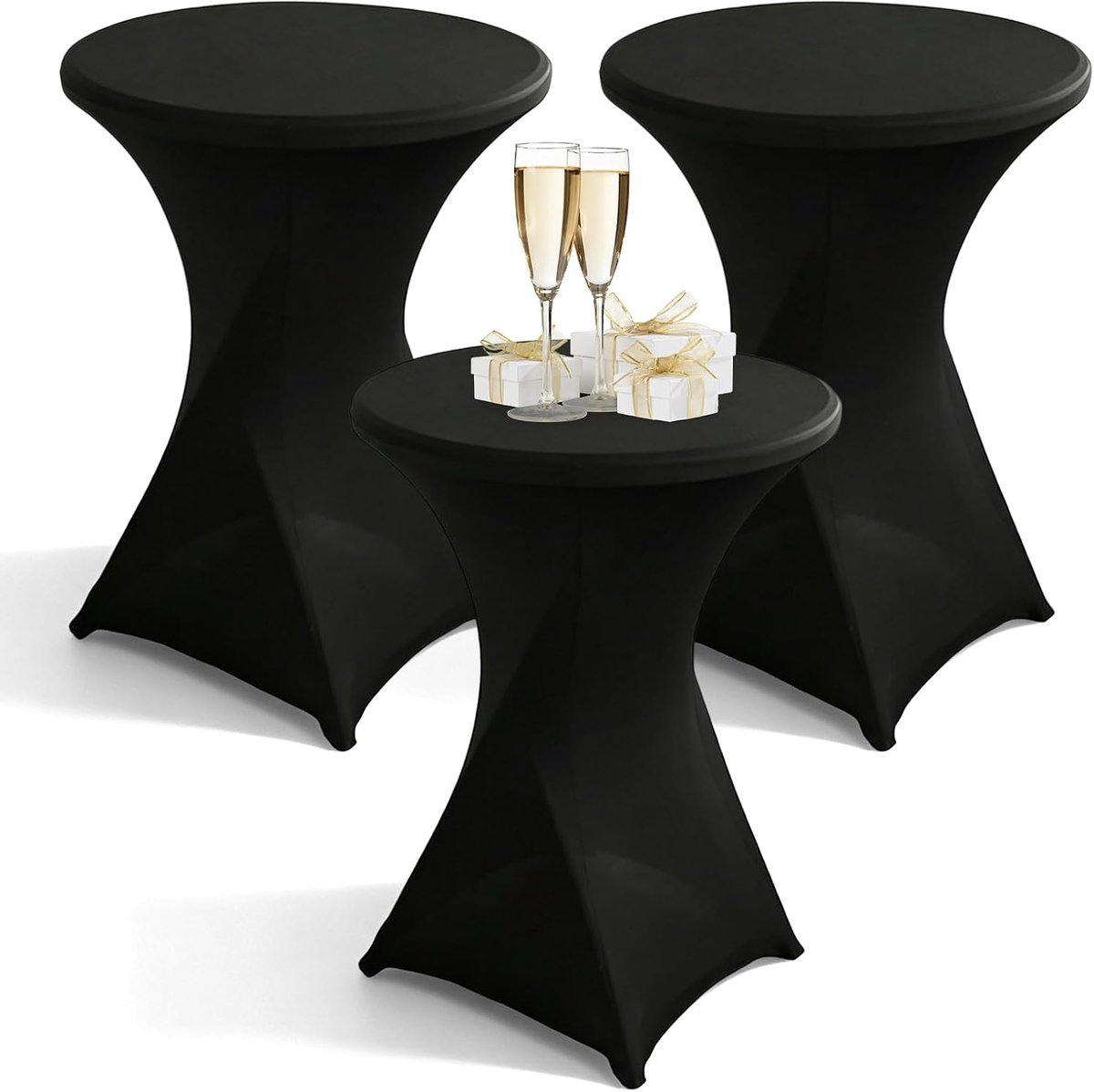 Tafelhoezen voor statafel 80 x 110 cm - rond - zwart - elastisch en onderhoudsvriendelijk - ShopVlot