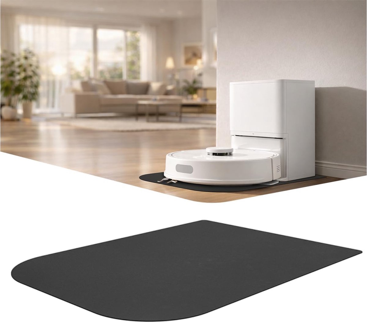 Onderlaag voor robotstofzuiger 50 × 40 cm - universele absorberende mat - beschermt vloeren tegen vocht en vuil - ShopVlot