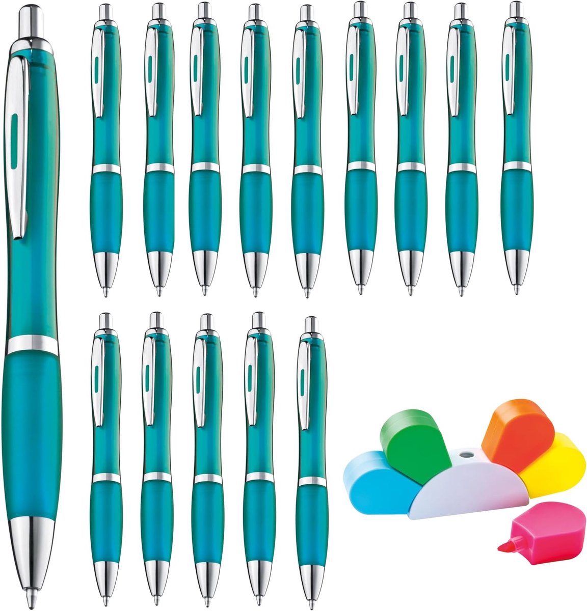 Balpen set 50 stuks - ergonomisch ontwerp - trendy kleuren - ideaal voor school en kantoor - ShopVlot