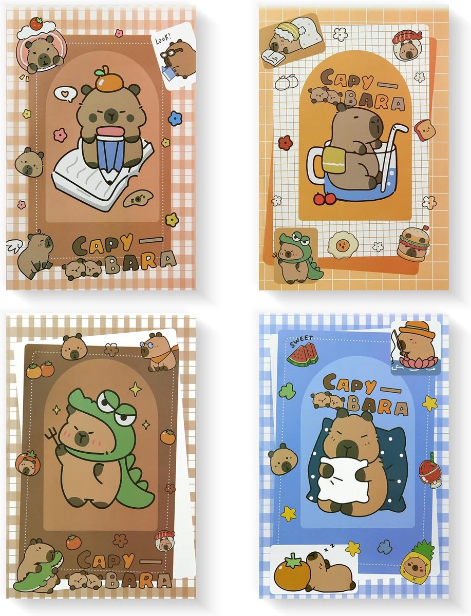 Notebooks A5 - 4 verschillende capybara ontwerpen - schattige notitieboekjes - perfect voor school en kantoor - ShopVlot