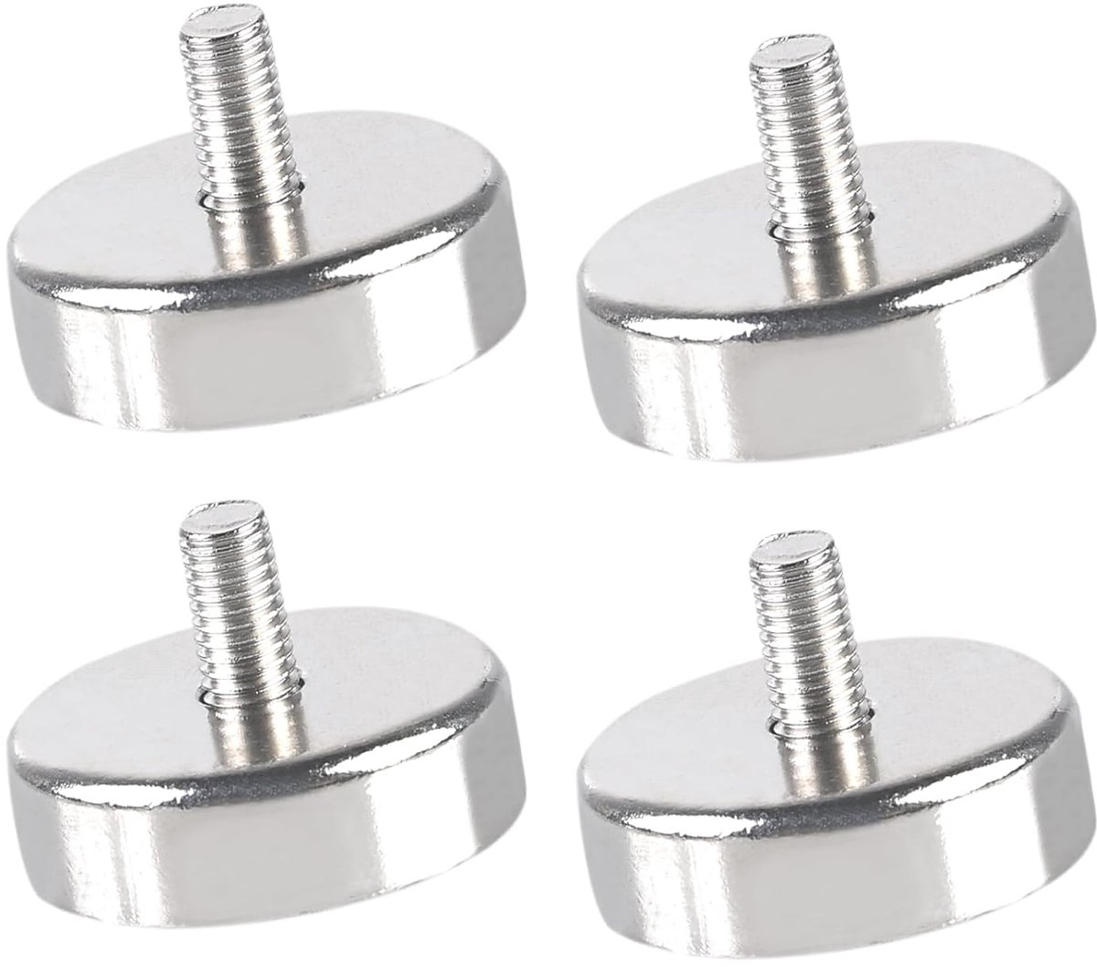 Neodymium magneten met schroefdraad - 4 sterke ronde potmagneten - M6 mannelijke schroefdraad - ShopVlot