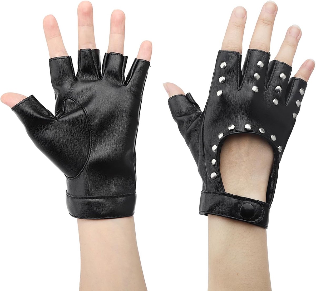 vingerloze handschoenen dames - PU leer - punk stijl - perfect voor Halloween en cosplay - ShopVlot