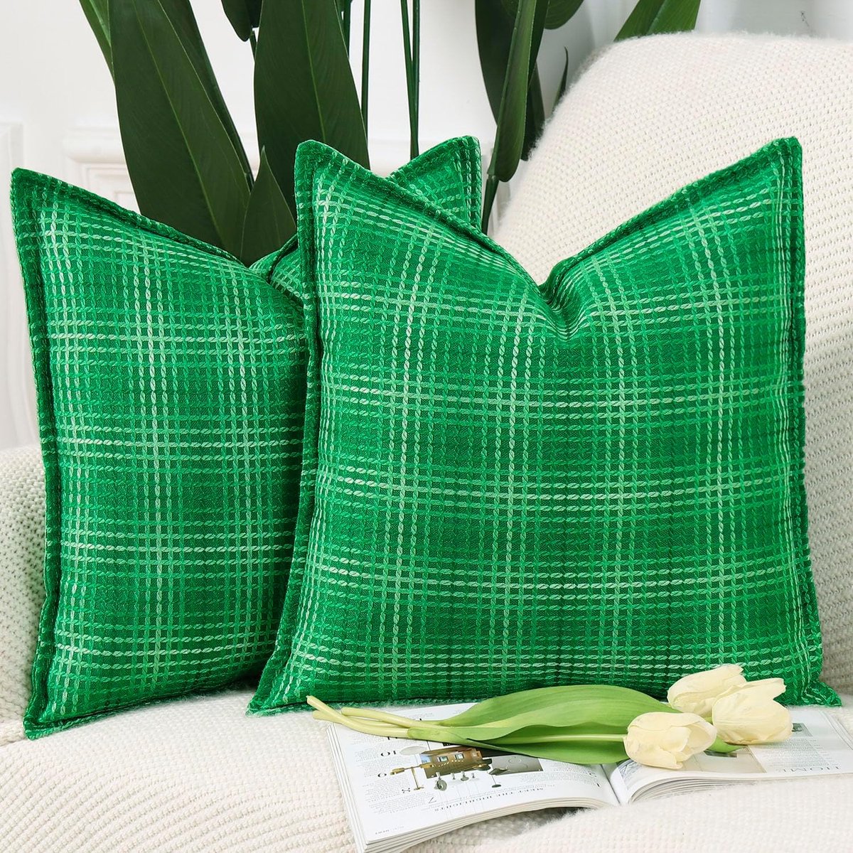 Kussenhoezen Set van 2 - 40x40cm - Polyester Linnen - Modern en Rustiek - Voor Patio en Slaapkamer - ShopVlot