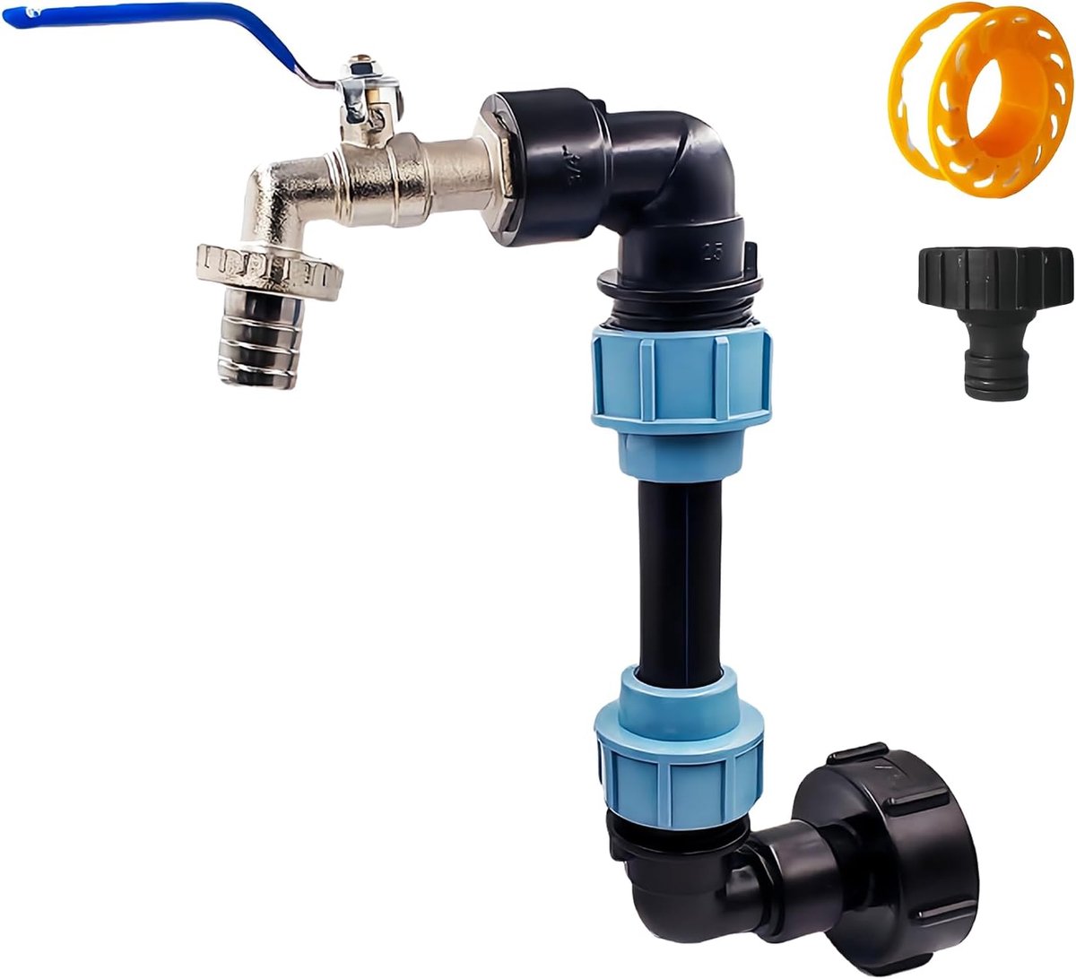 IBC kraan 3/4 inch gooseneck - verzinkt staal - voor IBC tank - ideaal voor regenwateropvang - ShopVlot