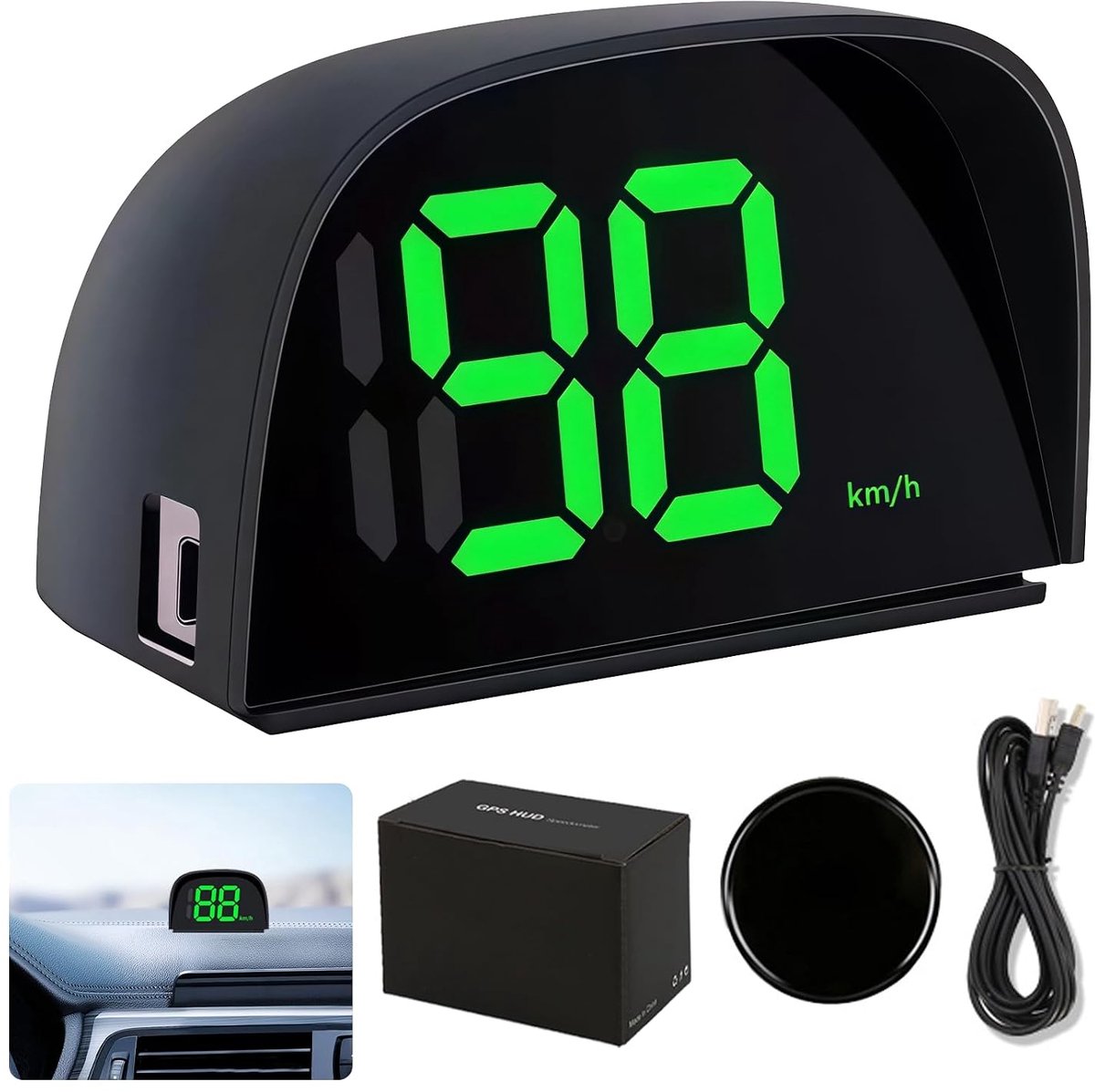 Digitale Autosnelheidsmeter - HUD Head Up Display - Universeel en USB Plug & Play - Voor veilige snelheidsweergave - ShopVlot