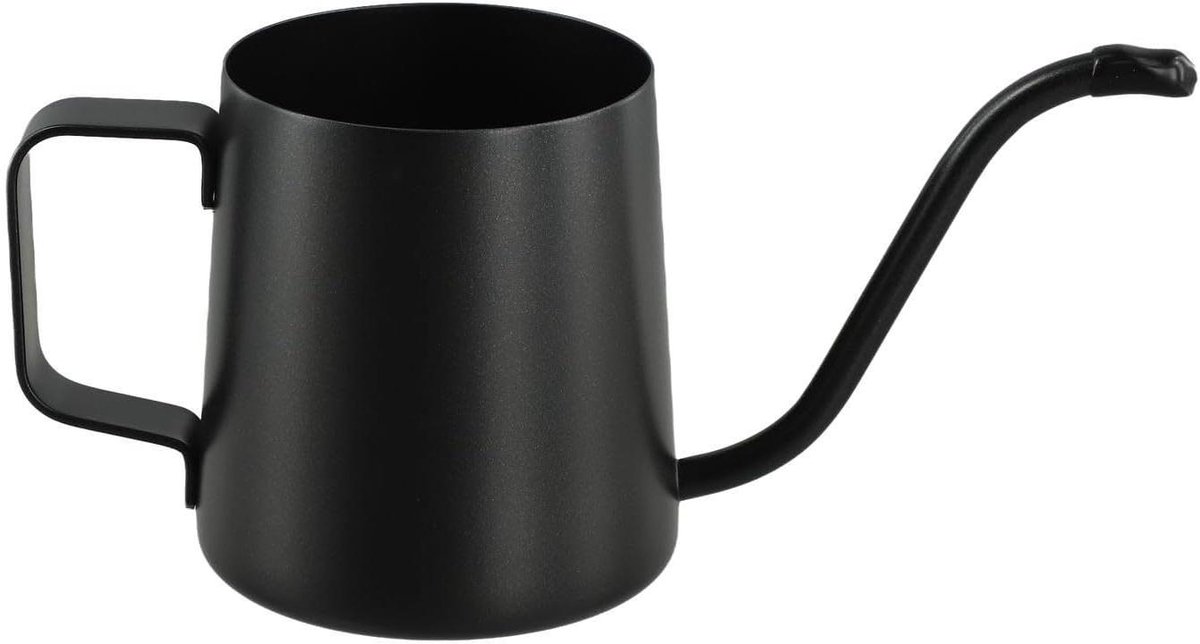 Zwarte gieter - Watergift pot Roestvrij staal gieter - Planten water geven - Lange zwanenhals tuit - 350 ml - Zwart