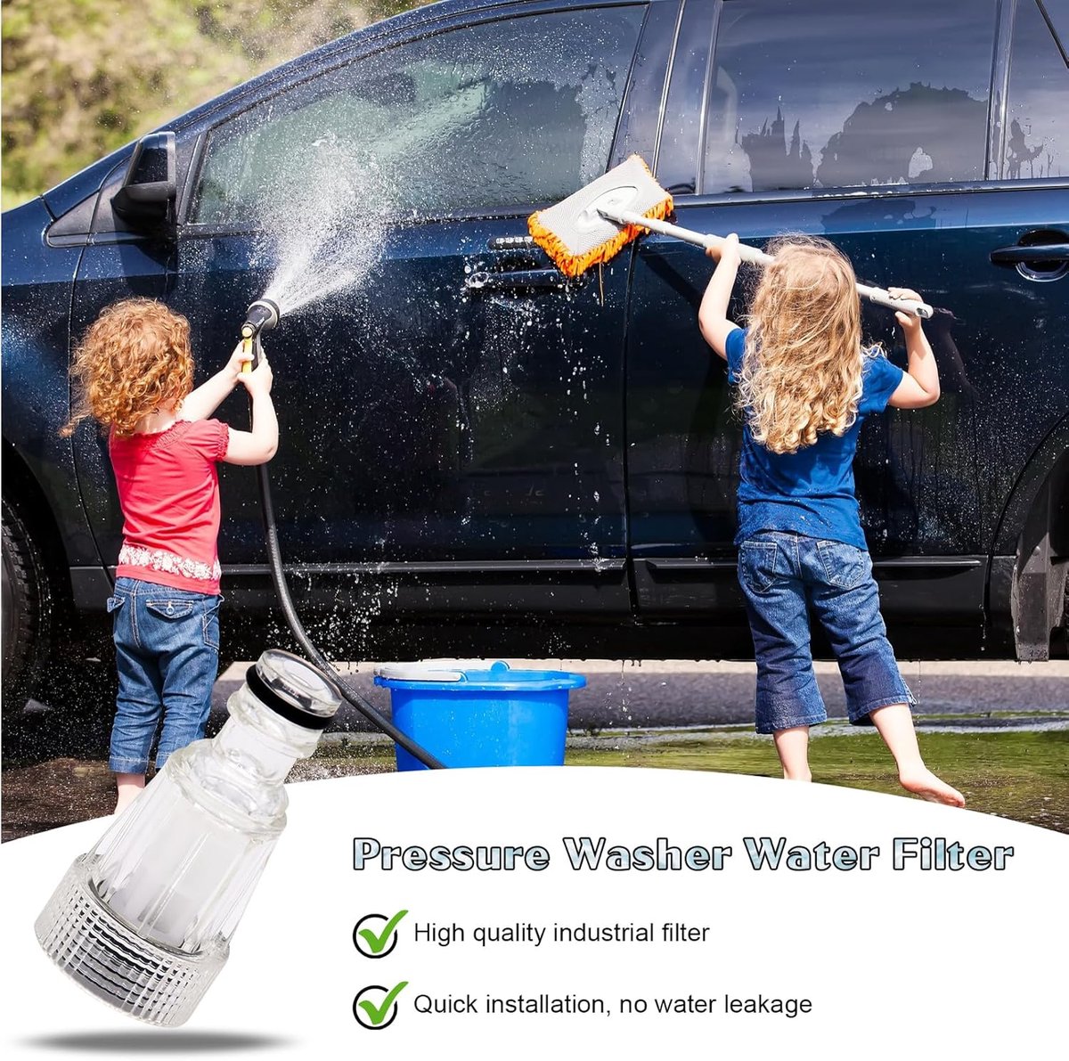 4 Pressure Washers Water Filter, Spare Parts Pressure Washer, Adapter Filter Connection for Car Wash 25 mm, Applies to - ShopVlot