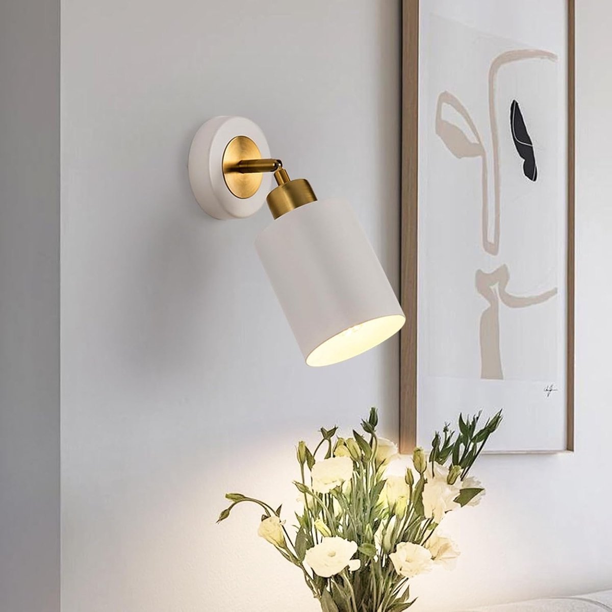 Indoor Wall Lights, 360° Wireless Lamp, Industrial Adjustable, Metal Reading Lamp, E27, White, Wall Lamp for Living - ShopVlot