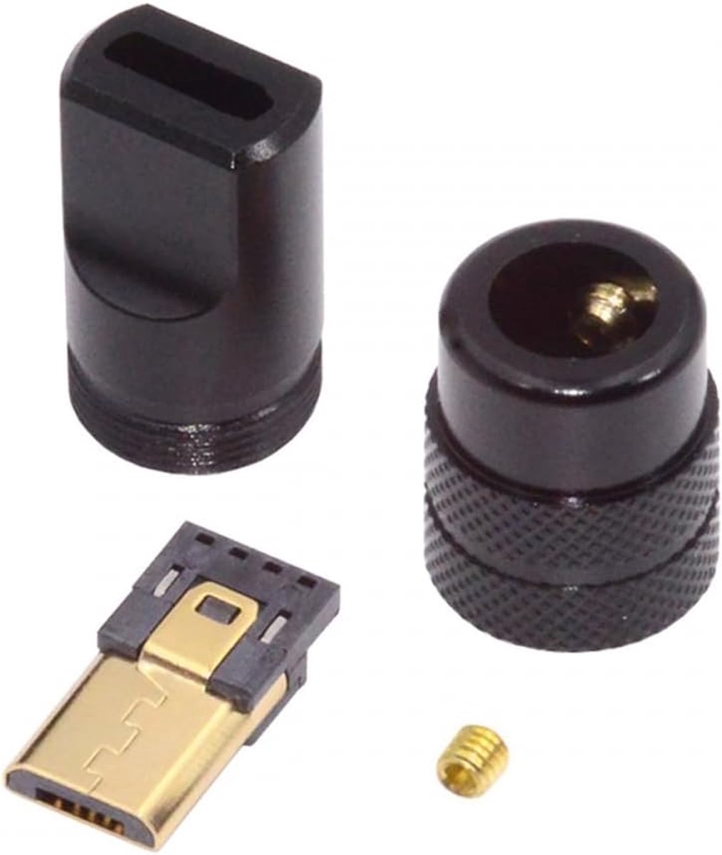 CY Micro USB 2.0 Jack 5 Pin Plug Solder Type with Aluminum Alloy Housing Black Personalization for Cables from 4mm to - ShopVlot