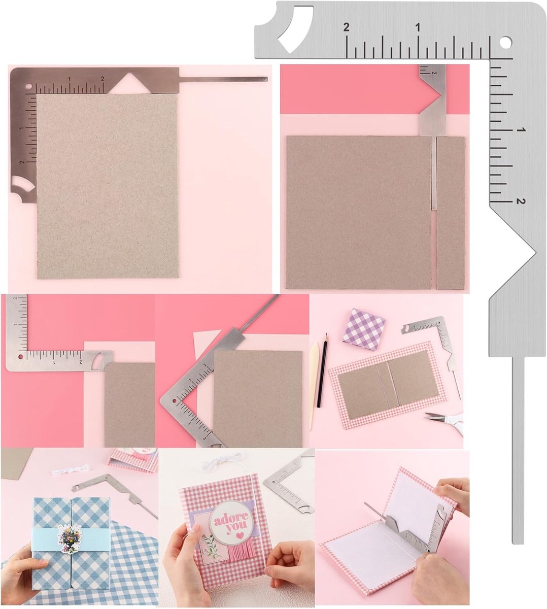 5-in-1 Book Cover Guide to Make Sturdy Chipboard Covers, Bookbinding Ruler, Stainless Steel Metal Bookbinding Cover - ShopVlot