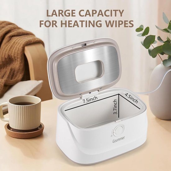 Baby Wipes Warmer - Wipes Dispenser - Baby Verzorgen - 3 Temperatuurstanden - Grote Capaciteit - Grijs Wit — afbeelding 5