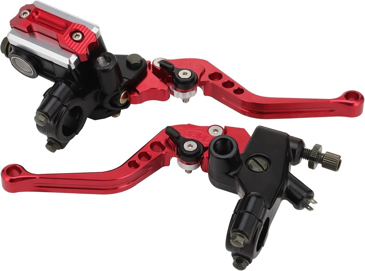 GOOFIT 22mm Red Universal Motorcycle Brake Lever Master Cylinder For Brake Lever Replacement for Dirt Bike Scooter - ShopVlot