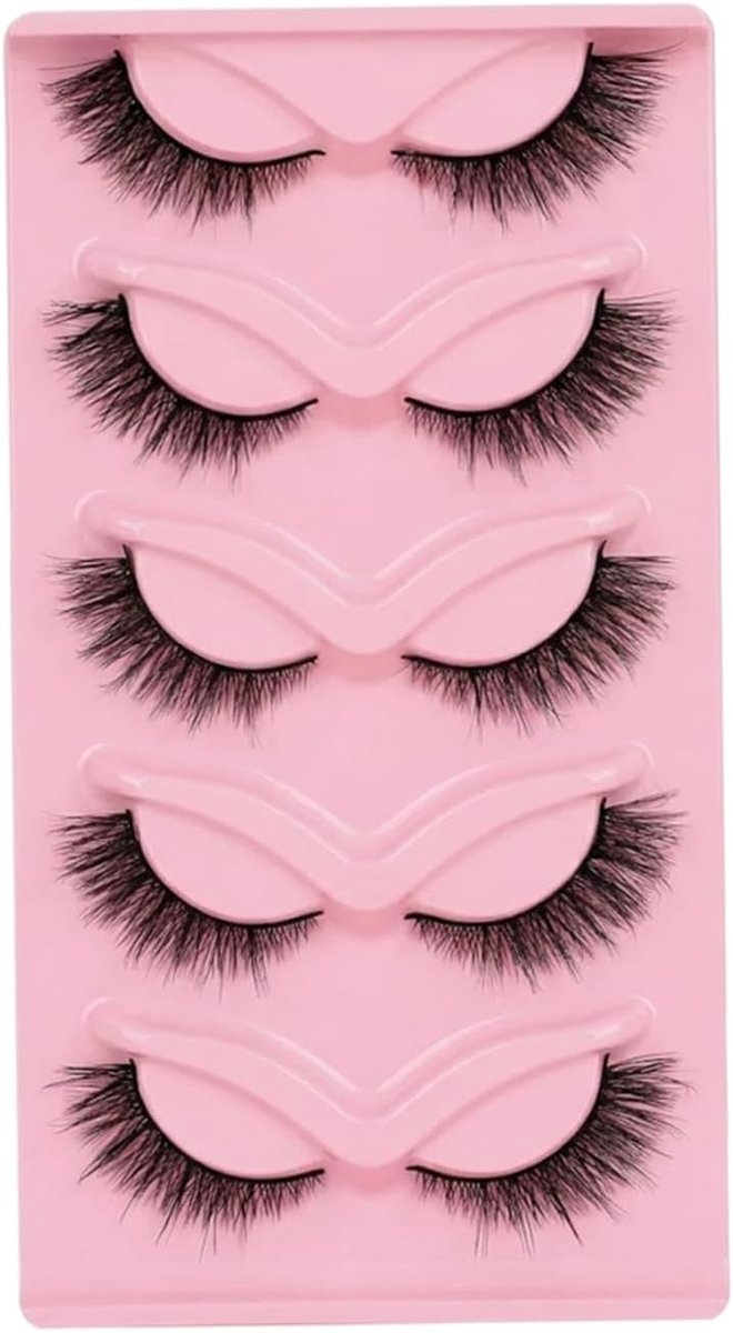 Gvefetiee 5 Pairs Fox Eye Eyelashes Wispy Artificial Eyelashes Natural Look Clear Band Eyelashes Set - ShopVlot