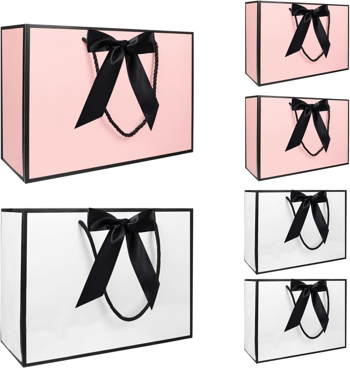 Kleine cadeauzakjes, 6 stuks, papieren geschenkzakjes voor verjaardag, bruiloft en Kerstmis, ideaal voor feestelijke gelegenheden en verrassingen