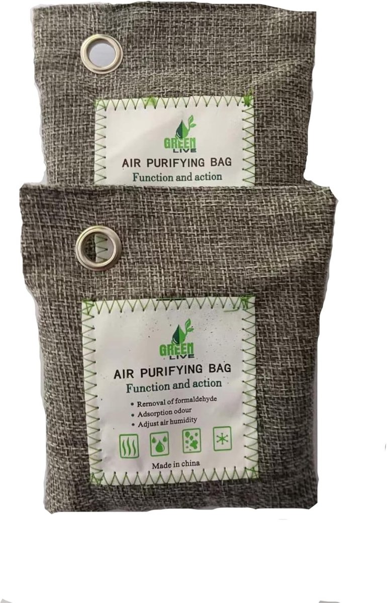 Natuurlijke Geurverwijderaar, 2 Zakjes x 100g, Vochtabsorber, Luchtverfrisser voor Schoenen, Auto, Keuken en Badkamer