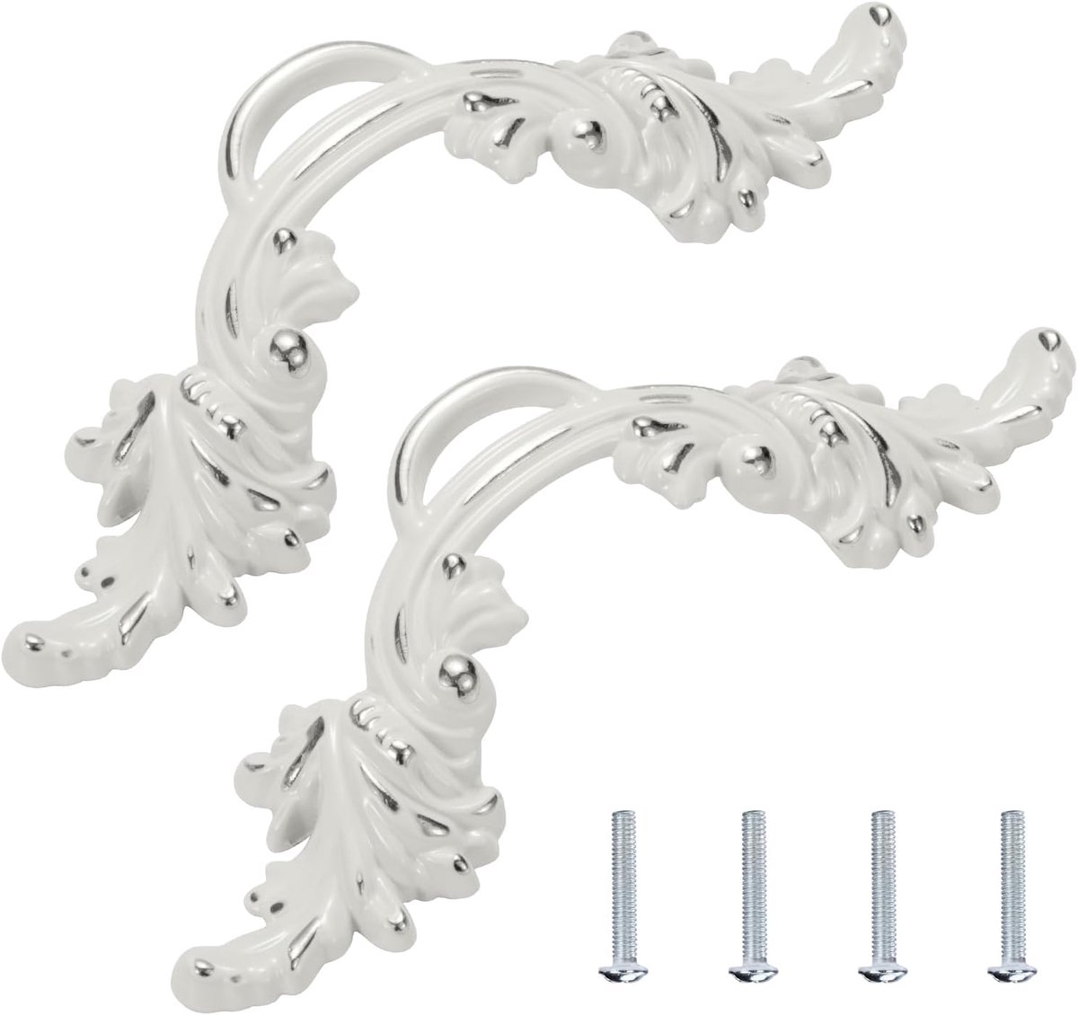 2 Pieces Kitchen Cabinet Handles Vintage White Gold 65mm Retro Zinc Alloy Furniture Handles Drawer Handles Home Decor - ShopVlot