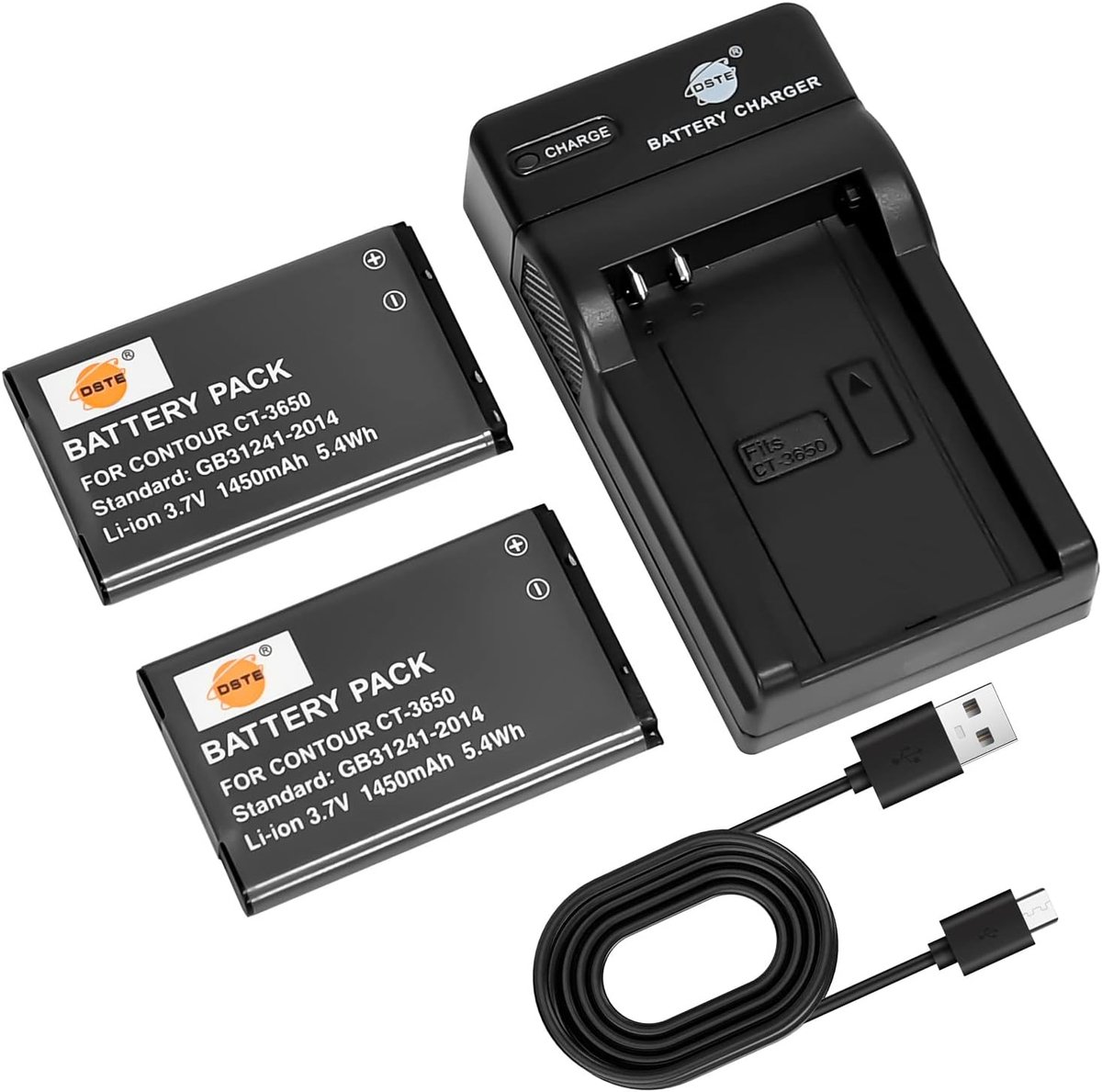 DSTE CT-3650 Battery Pack and Charger Compatible with Contour GPS HD 1080P - ShopVlot
