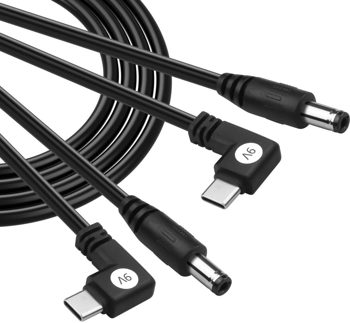 GINTOOYUN 2 stuks 90 graden Type-C naar DC5525 stroomkabel, rechte hoek, USB-C-stekker naar DC 5,5 x 2,5 mm stekker - ShopVlot