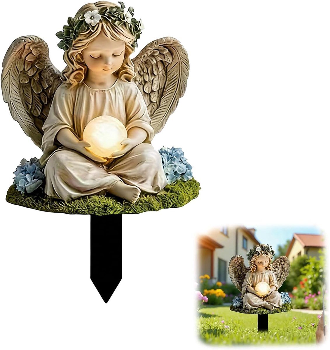 2D beschermengel voor graf, waterbestendig, engel in gebed voor begraafplaats en bloempotten, decoratief ornament en - ShopVlot