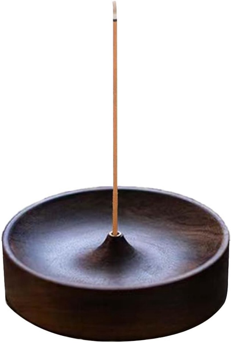 Wierookstokjeshouder van zwart walnoothout voor meditatie thuis, staafjeshouder 3 mm gat, glad oppervlak - ShopVlot