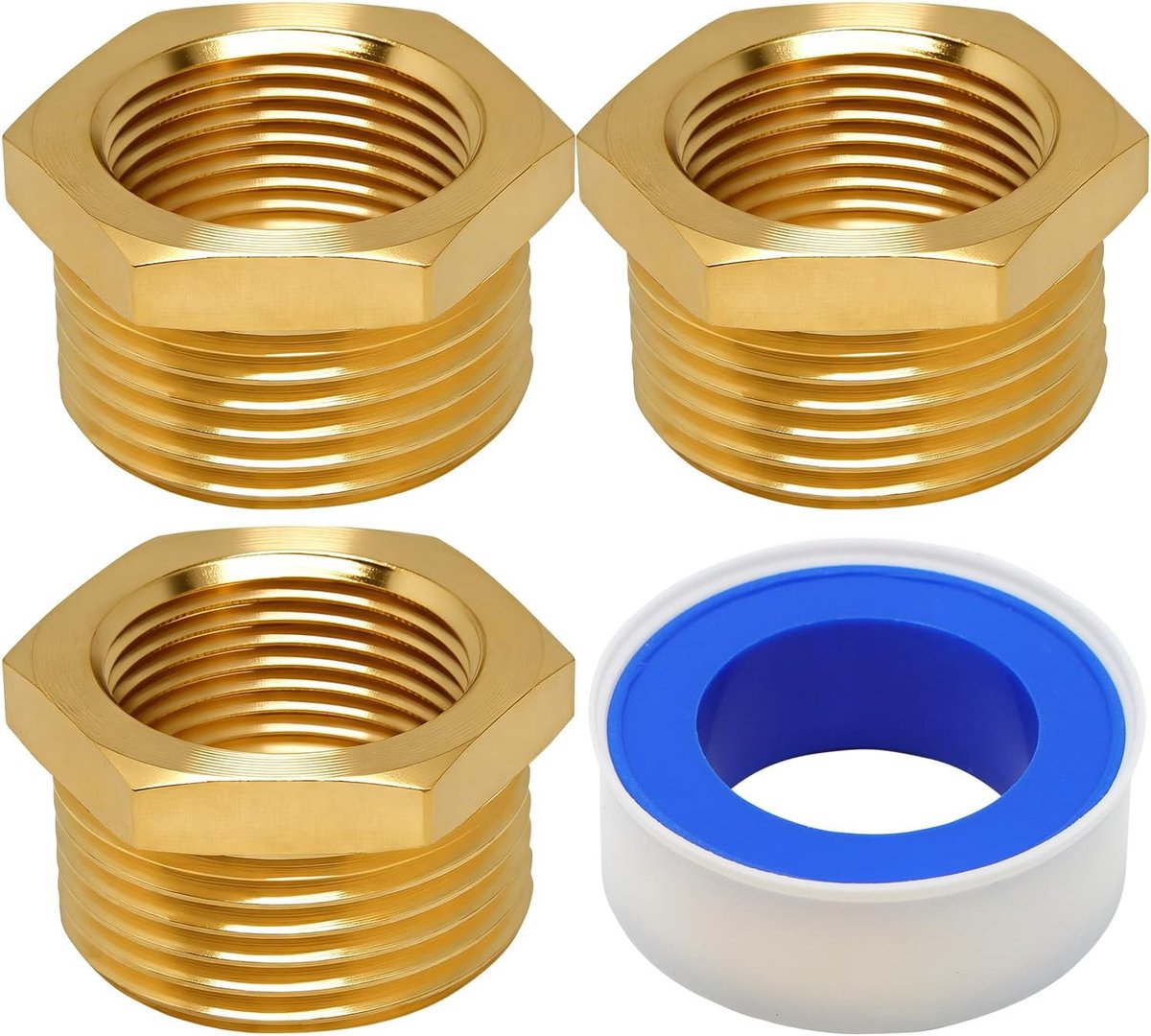 3 stuks reducties 3/4 vrouwelijk x 1 mannelijk, adapter 3/4 inch vrouwelijk naar 1 inch BSP messing schroefdraad - ShopVlot