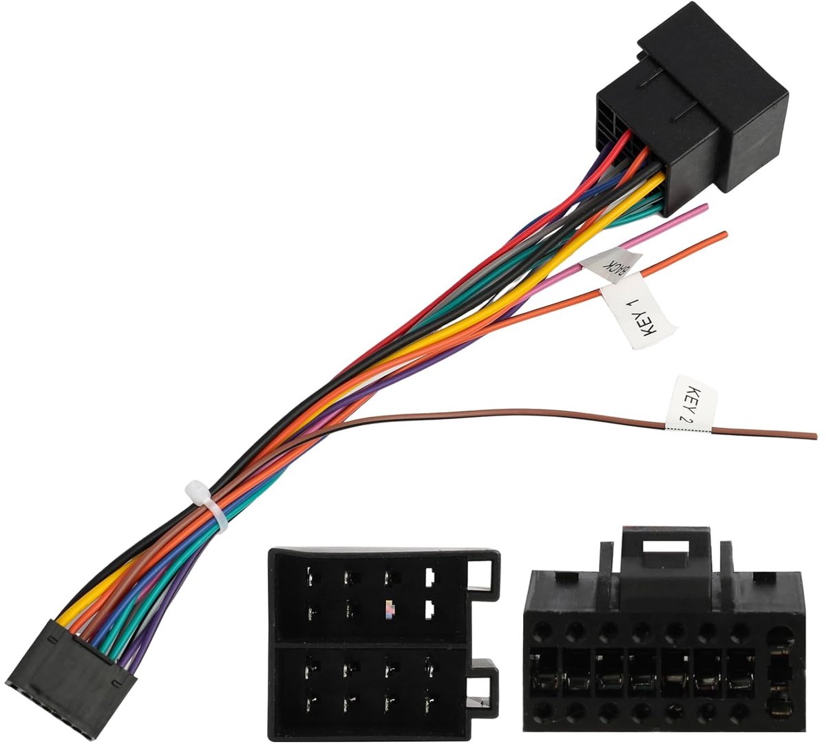 Adapter Cable 16 Pole to ISO for Android Car Radio, Car Radio Cable, Standard ISO Plug with Steering Lines and Reverse - ShopVlot