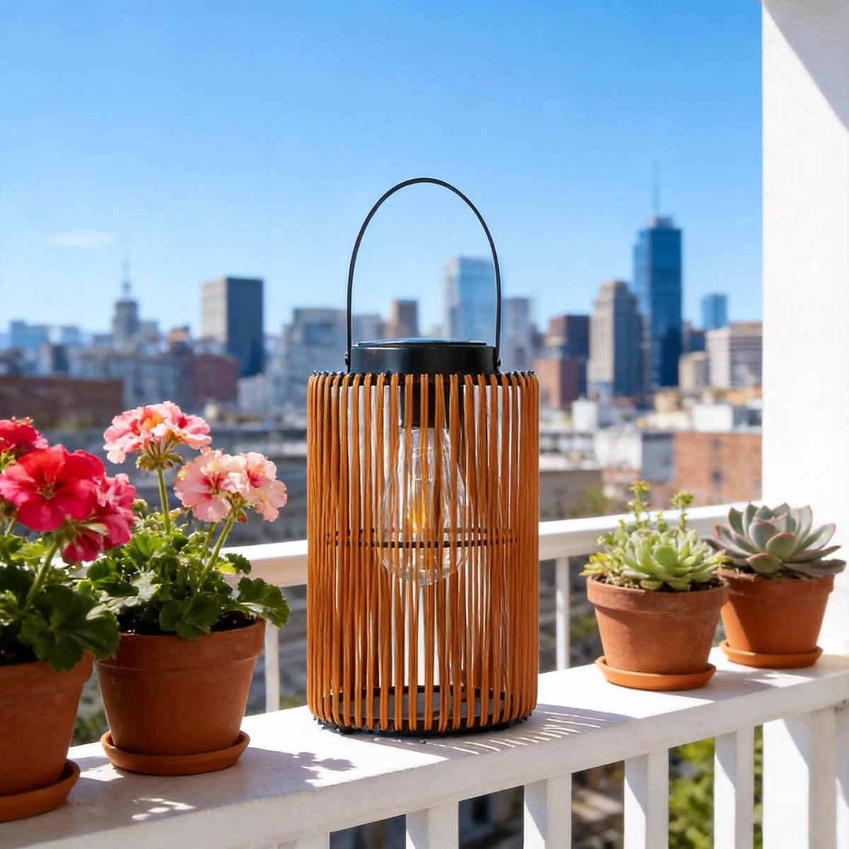 Solar Lantern Outdoor Boho Small, PP Rattan Lampion IP44, Warm White - Bohemian Style - 3000K - φ17×24cm - 400g - ShopVlot
