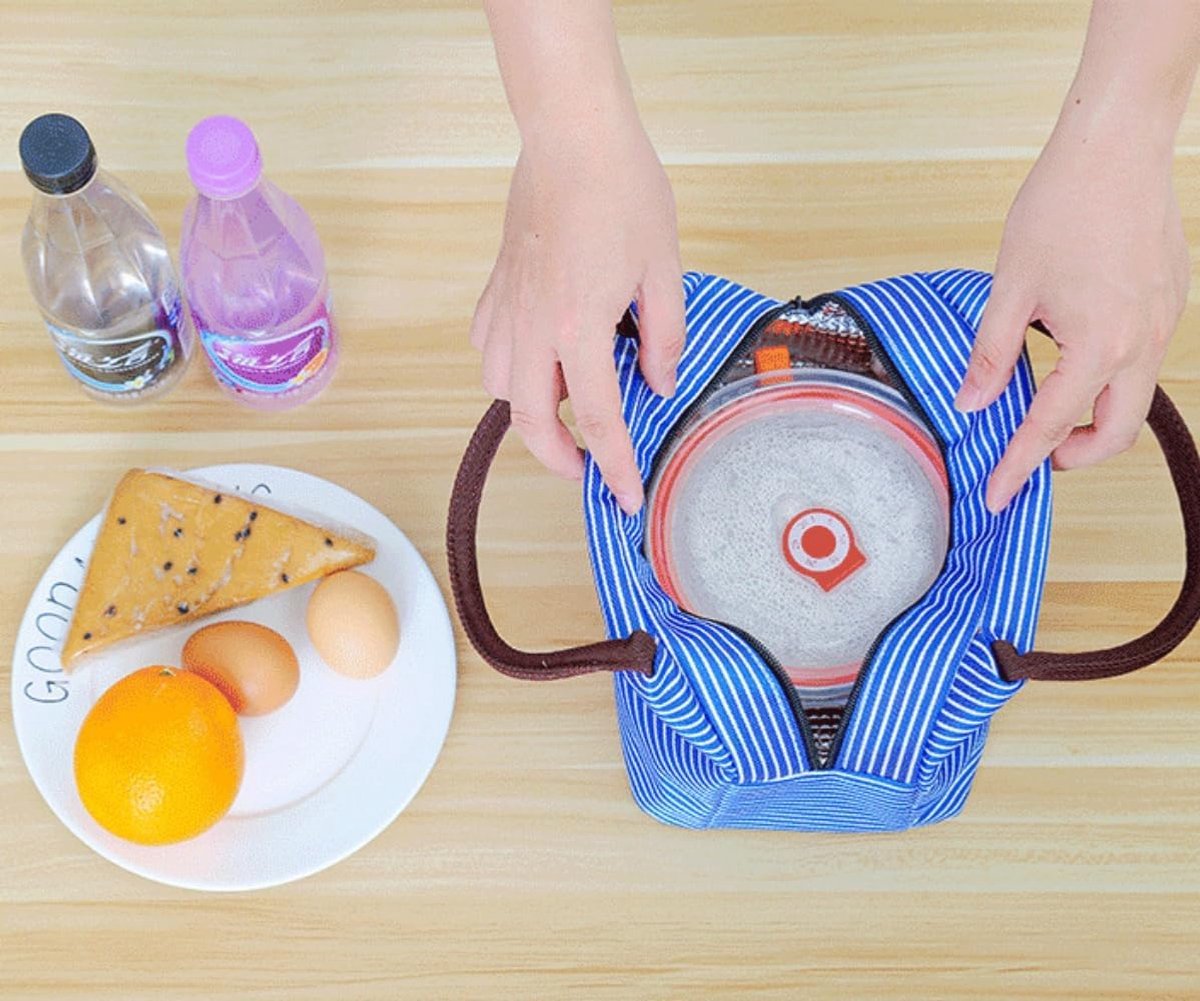 2 Pcs Thermal Lunch Bag, Small Cooler Bag, for Business Travel, Picnics, Outdoor Office, Coffee and Blue - ShopVlot