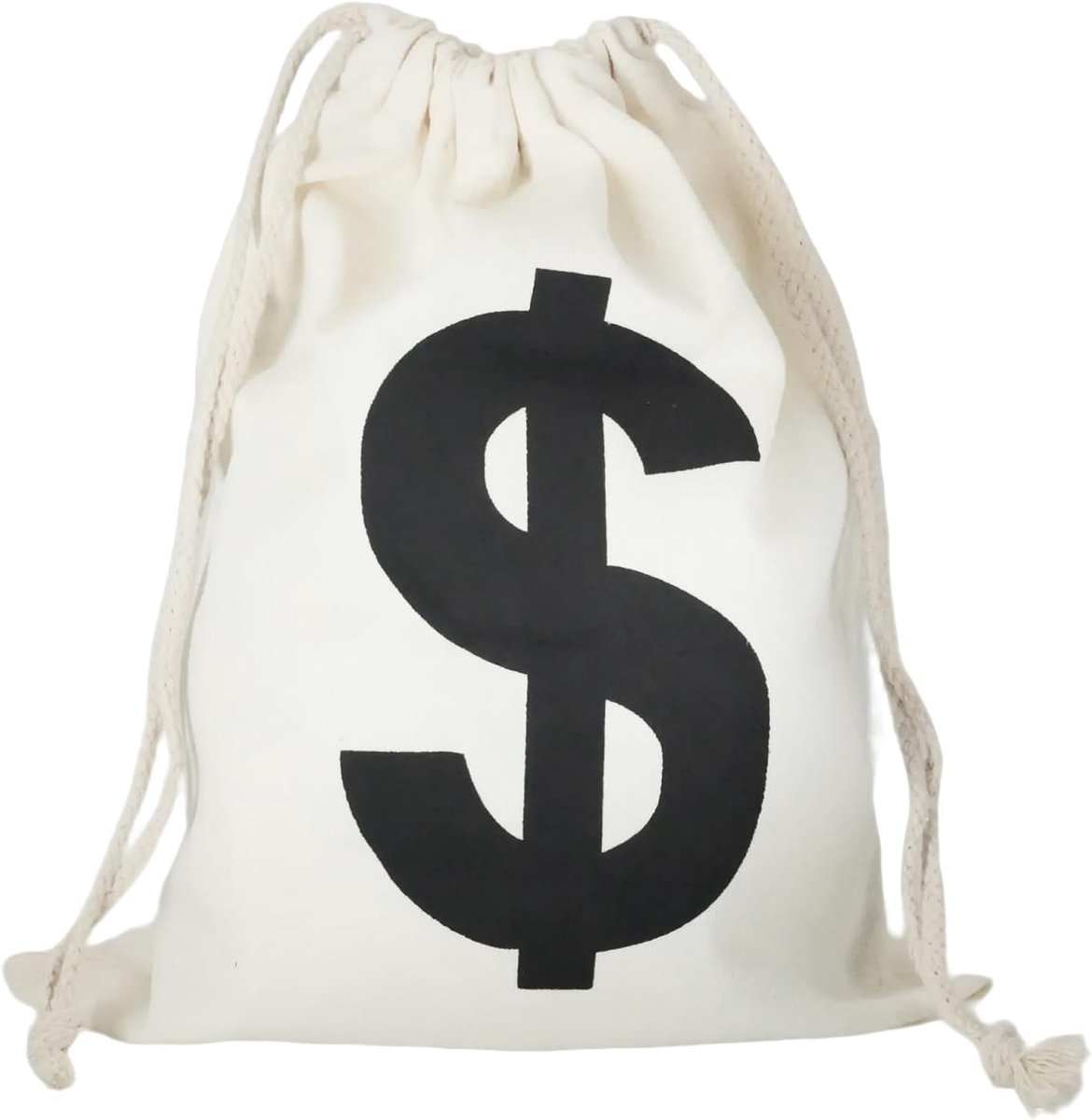 19 x 30 cm money bag with dollar sign, white bank thief wallet, fabric bag, coin pocket, versatile coin bag, ideal as - ShopVlot