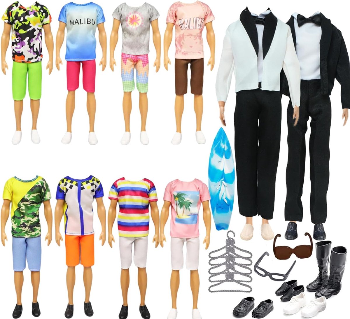 26 pieces, compatible with Ken clothing and accessories, children's doll, 1 clothing set, 5 casual wear, 5 trousers - ShopVlot
