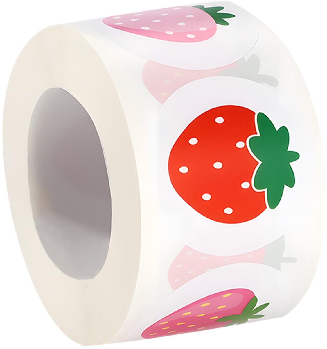 Solidchoice - 500 Stuks Aardbeienstickers - Schattige Ronde Fruitstickers voor Creatief Gebruik