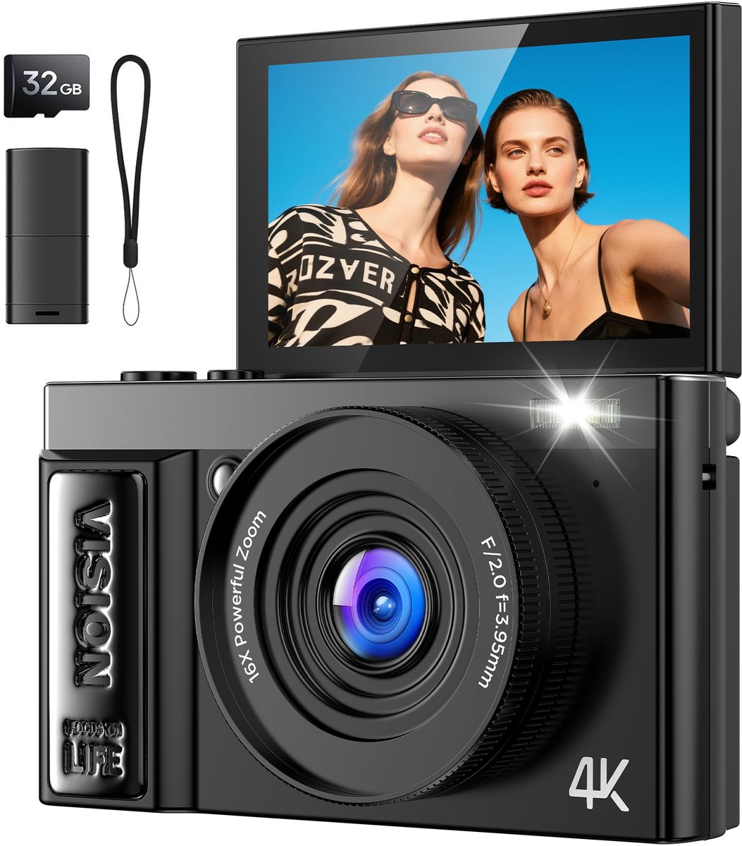 Digitale camera 4K voor fotografie vlogging: 64MP camera's voor video met autofocus - ShopVlot