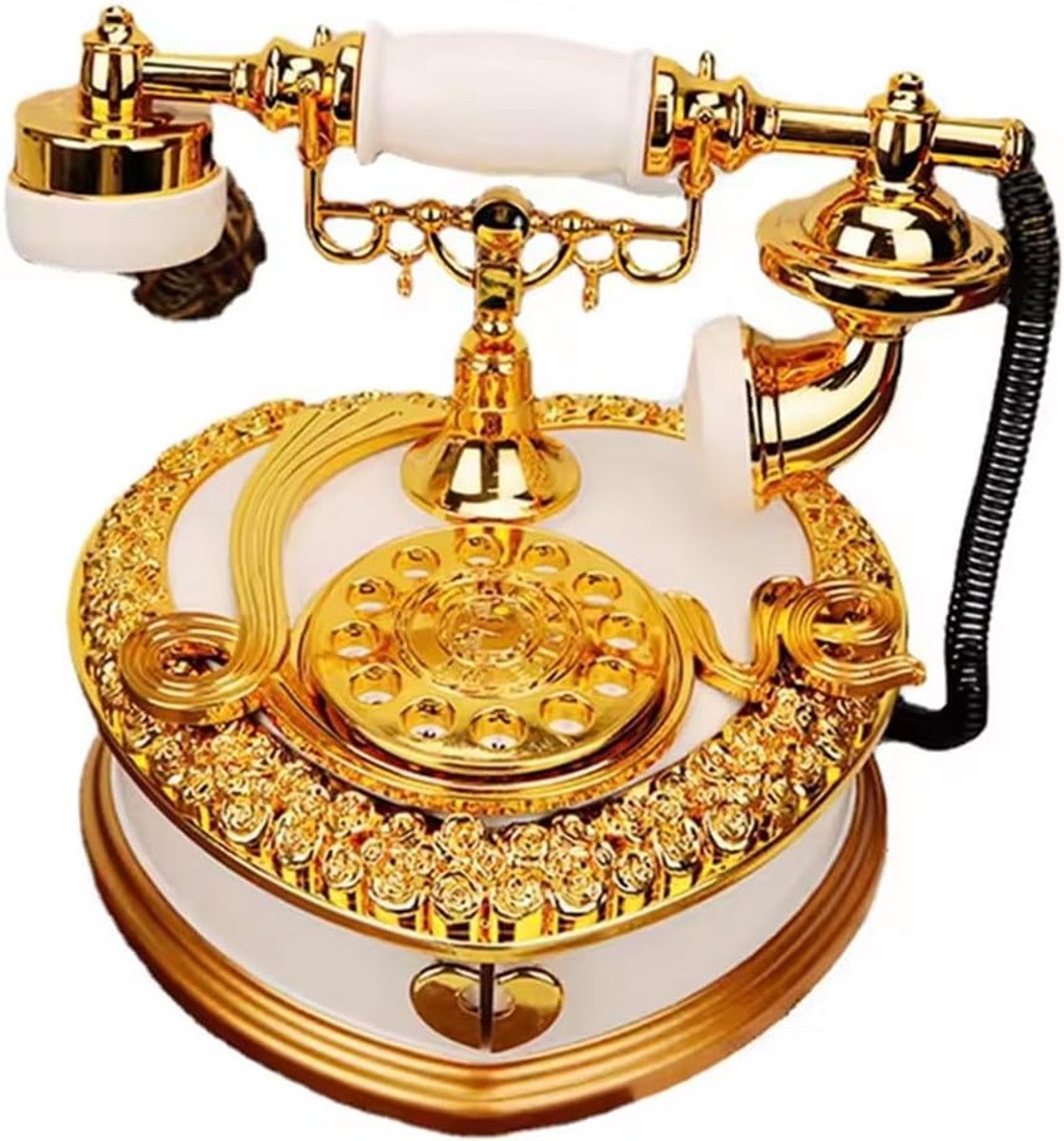 Light Luxury Vintage Style,Dial Vintage Phone Music Box, Heart Shaped Dial Plate, Tray Phone Music Box (White) - ShopVlot