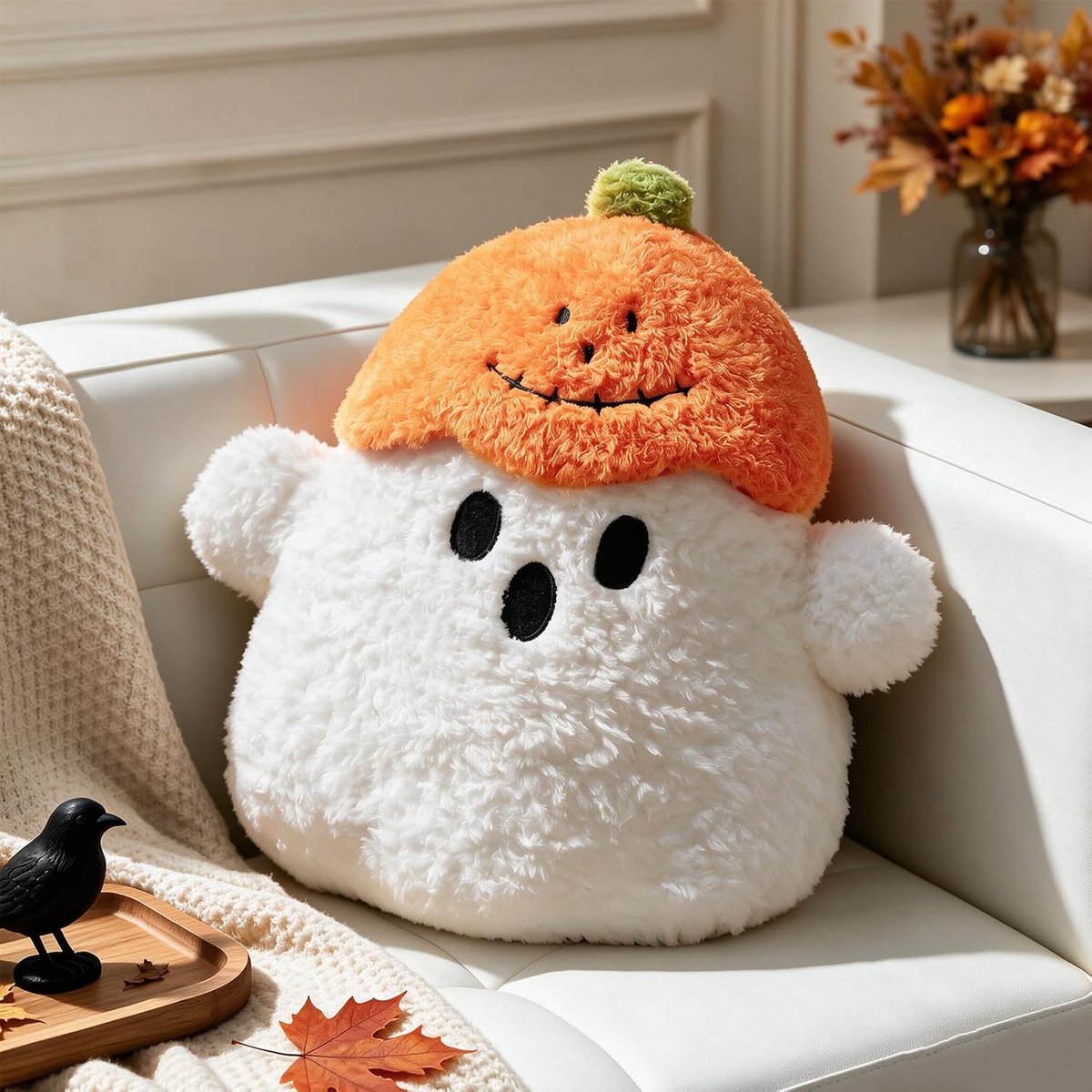 Halloween geest pompoen kussen, herfst sierkussen esthetisch bankkussen decoratief kussen - ShopVlot