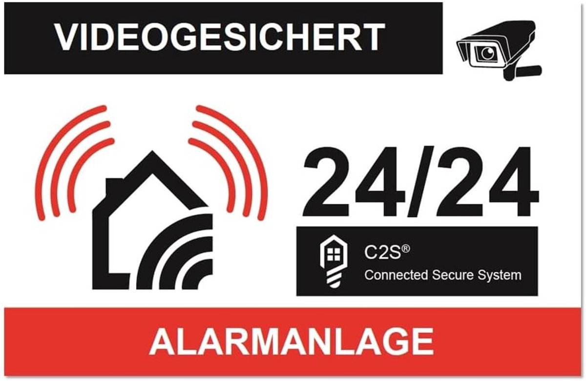 Set of 10 deterrence alarm system video surveillance home protection stickers (8.5 x 5.5 cm) - ShopVlot
