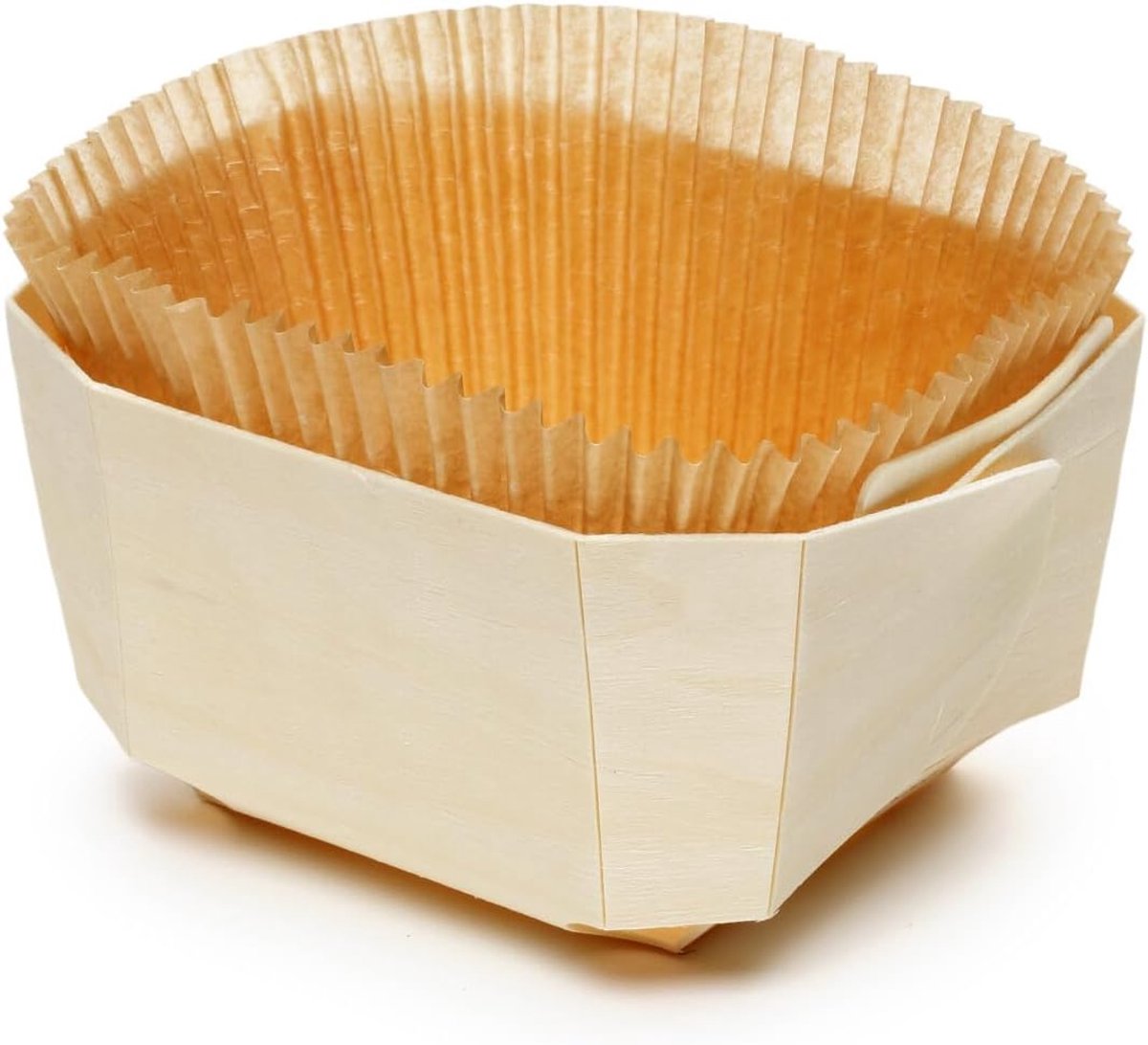 Set van 10 panibois panibois bakvormen van hout - bakvorm hout met geplooide papieren doos - ShopVlot