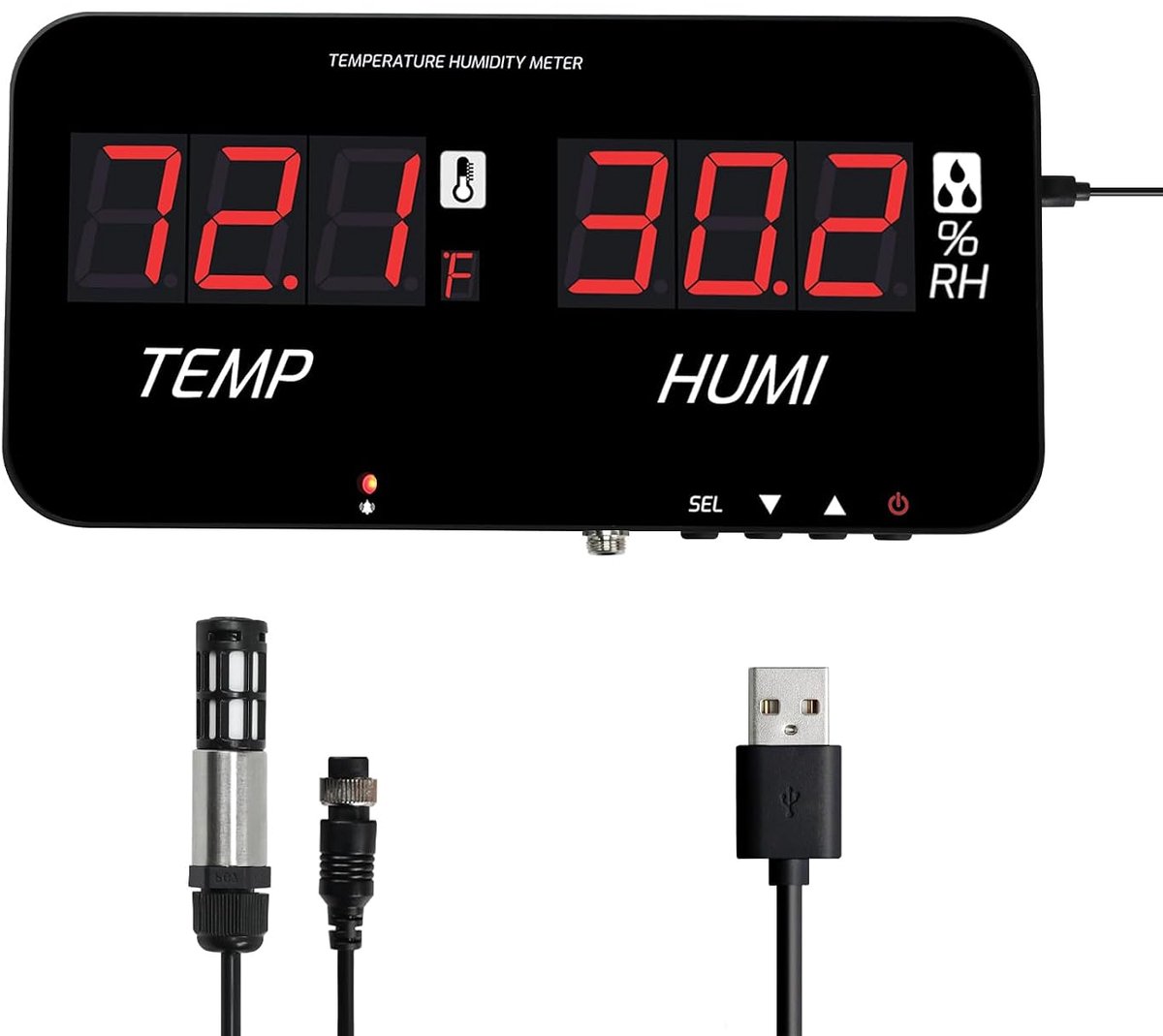 Digitale hygrometer thermometer - LED-display - -20~80°C / 0~100% RV - realtime monitoring voor thuis - ShopVlot