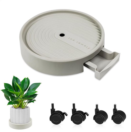 Plantroller met 360° wielen - Met afneembare waterbak - Voor het verplaatsen van bloempotten - Stimuleert plantengroei - ShopVlot
