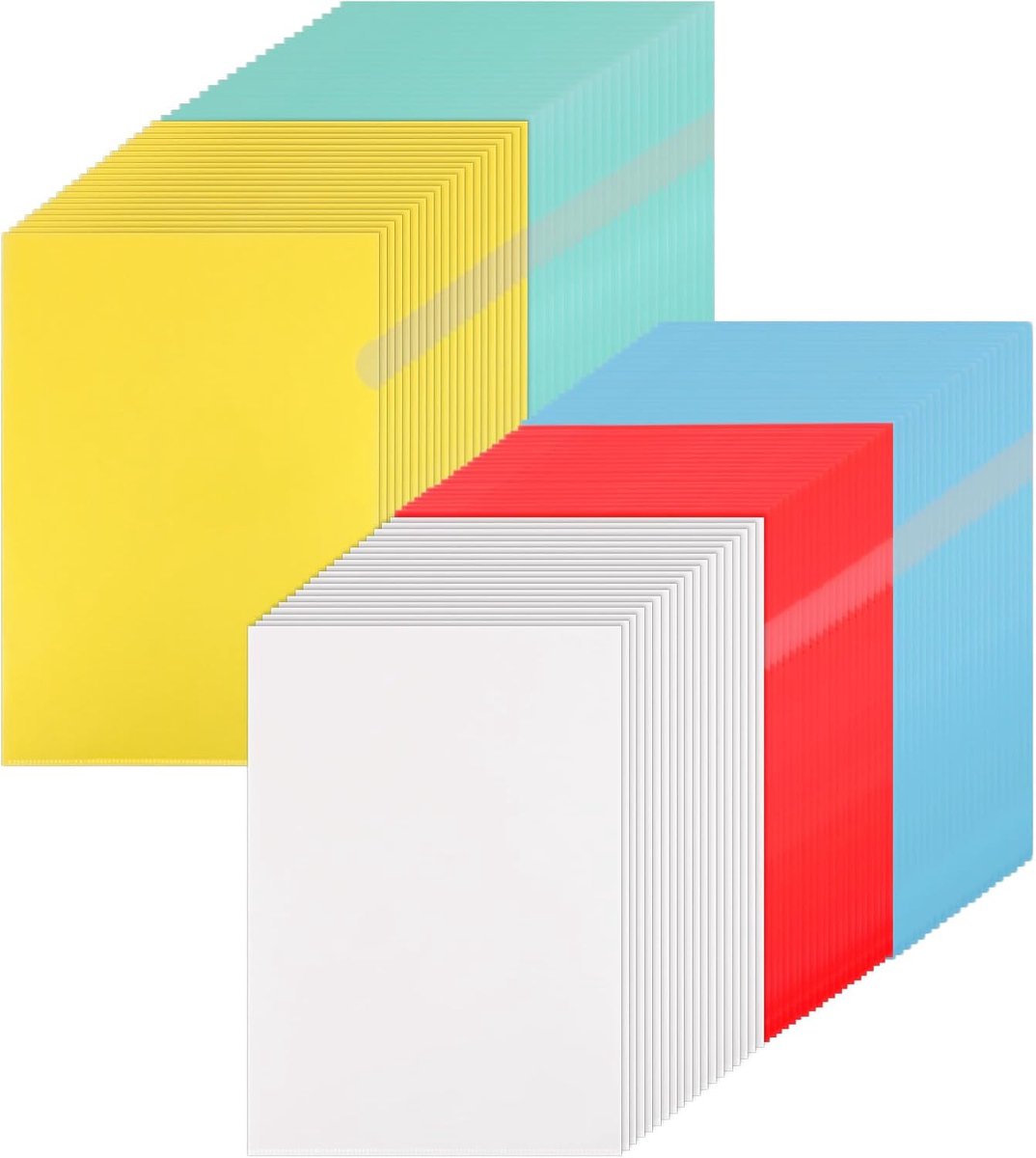 Plastic folders A4 - transparant - 5 kleuren - ideaal voor het organiseren van documenten - ShopVlot