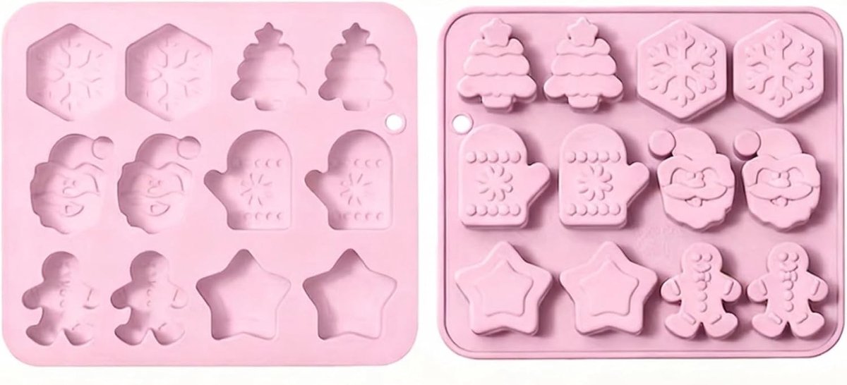 Kerstvorm voor Bakken met 12 Compartimenten - Flexibele Silicone Mold voor Chocolade, Pudding en Snoep - Geschikt voor Oven en Vriezer